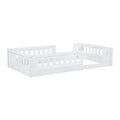 Wood Twin Size Platform Bed With Guardrail, White Box Spring Not Required Twin White Wood Bed Frame Solid Wood Mdf