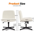 Office Chair Armless Desk Chair No Wheels, Sherpa Padded Wide Seat Home Office Chairs, 115 Rocking Mid Back Cute Computer Chair For Bedroom, Vanity, Makeup,Whtie White Foam Teddy