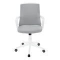 Office Chair, Adjustable Height, Swivel, Ergonomic, Armrests, Computer Desk, Work, Grey Mesh, White Metal, Contemporary, Modern White Foam Polyester