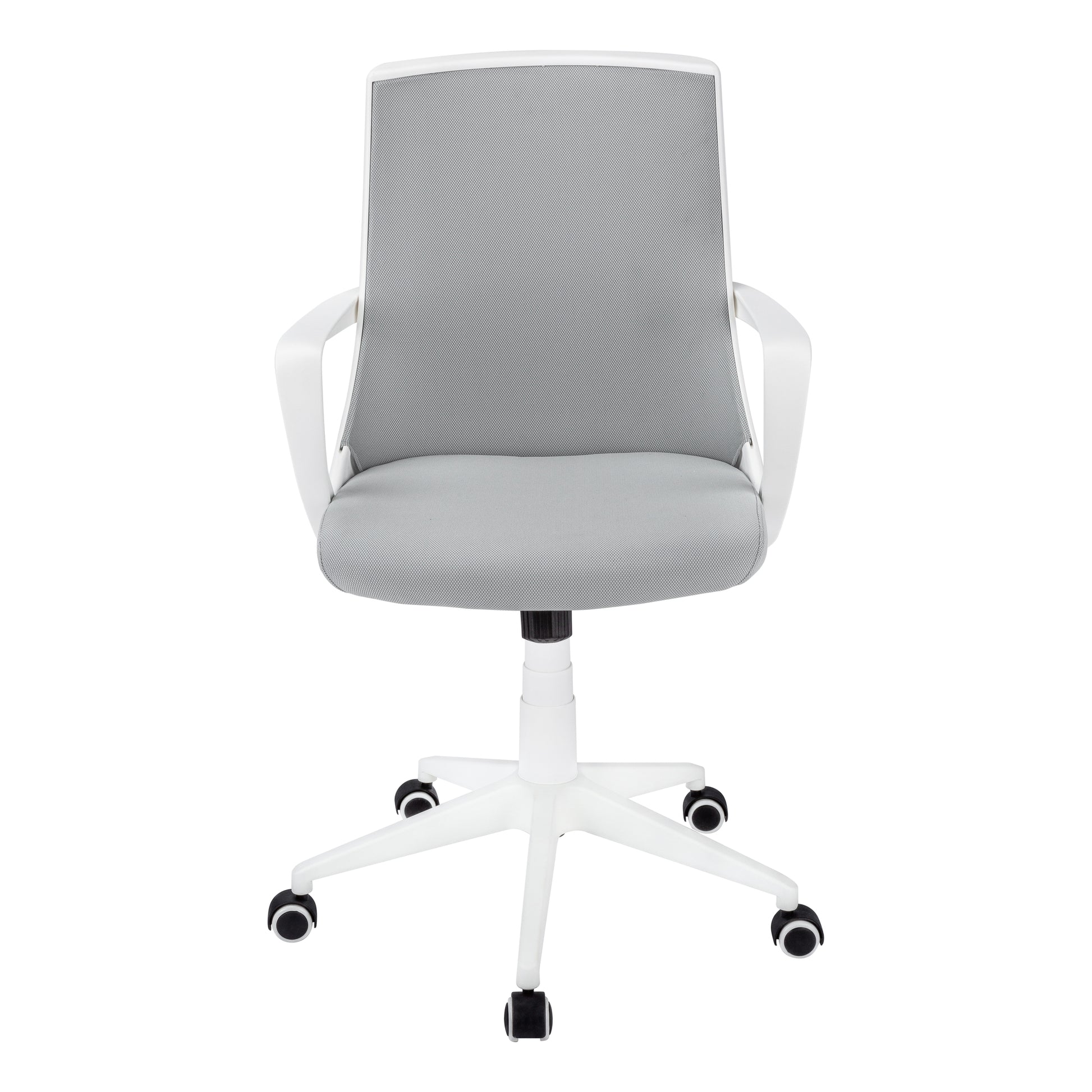 Office Chair, Adjustable Height, Swivel, Ergonomic, Armrests, Computer Desk, Work, Grey Mesh, White Metal, Contemporary, Modern White Foam Polyester