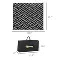 Outsunny Reversible Outdoor Rug, 8' X 10' Waterproof Plastic Straw Floor Mat, Portable Rv Camping Carpet With Carry Bag, Large Floor Mat For Backyard, Deck, Picnic, Beach, Black & Gray Geometric Multicolor Polypropylene