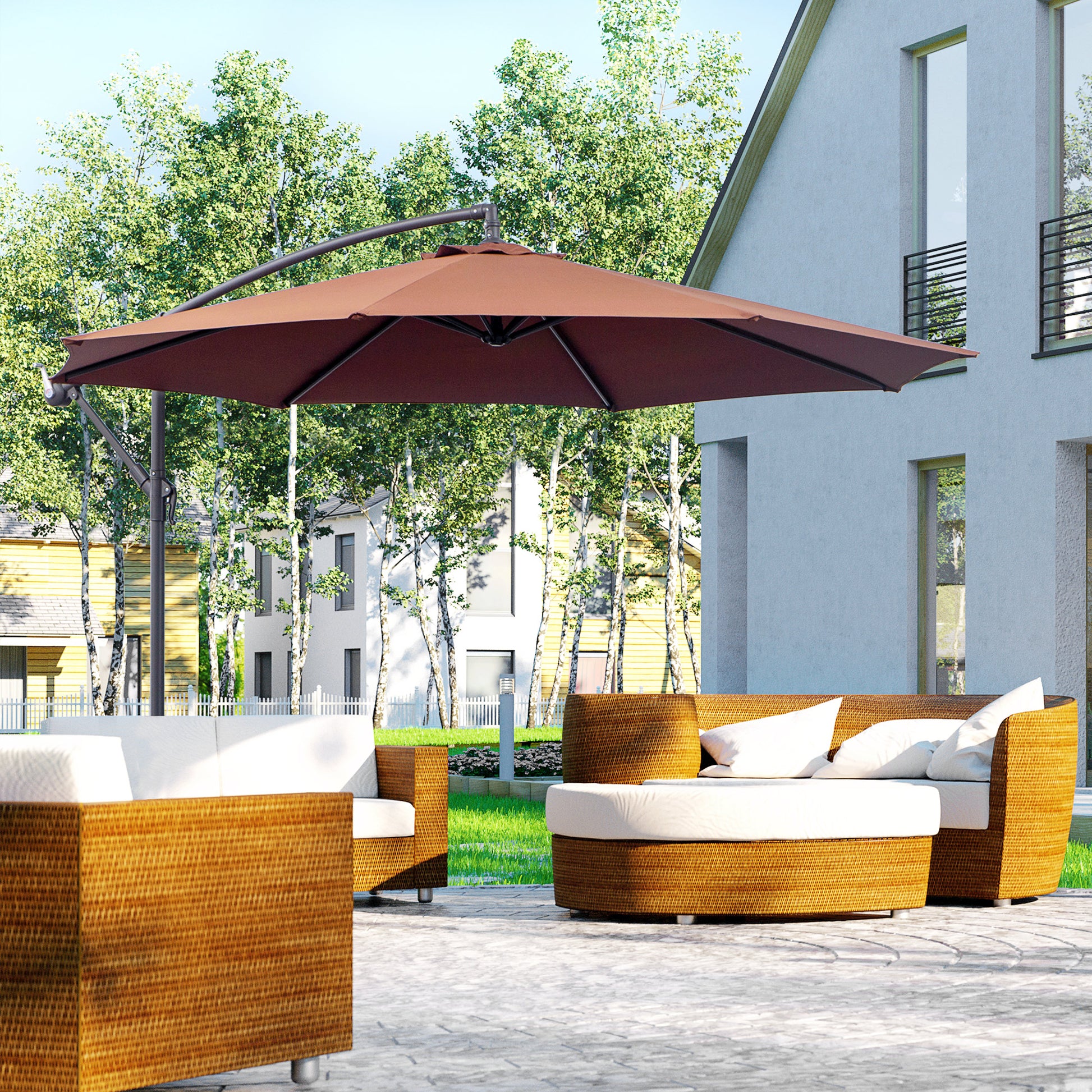 Outsunny 10' Cantilever Hanging Tilt Offset Patio Umbrella With Uv & W Outsunny 10' Cantilever Hanging Tilt Offset Patio Umbrella With Uv & W
