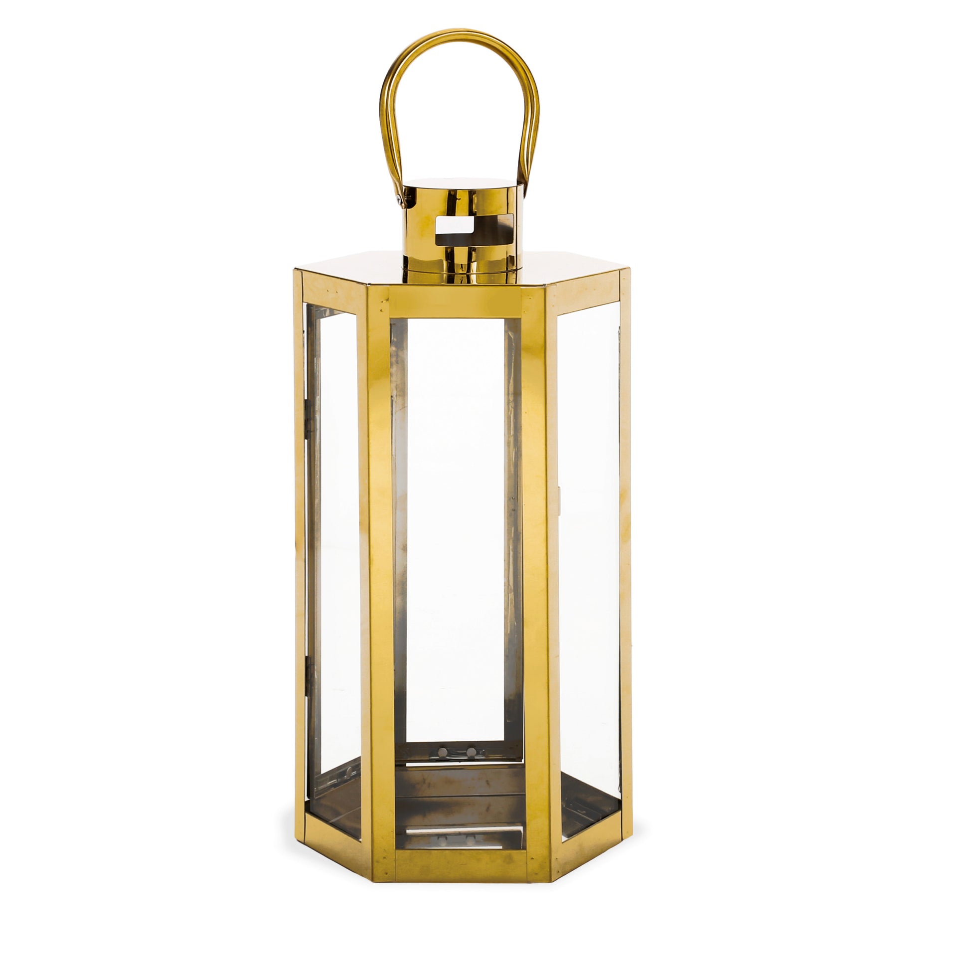 Frank 16"H Stainless Steel Lantern Gold Stainless Steel