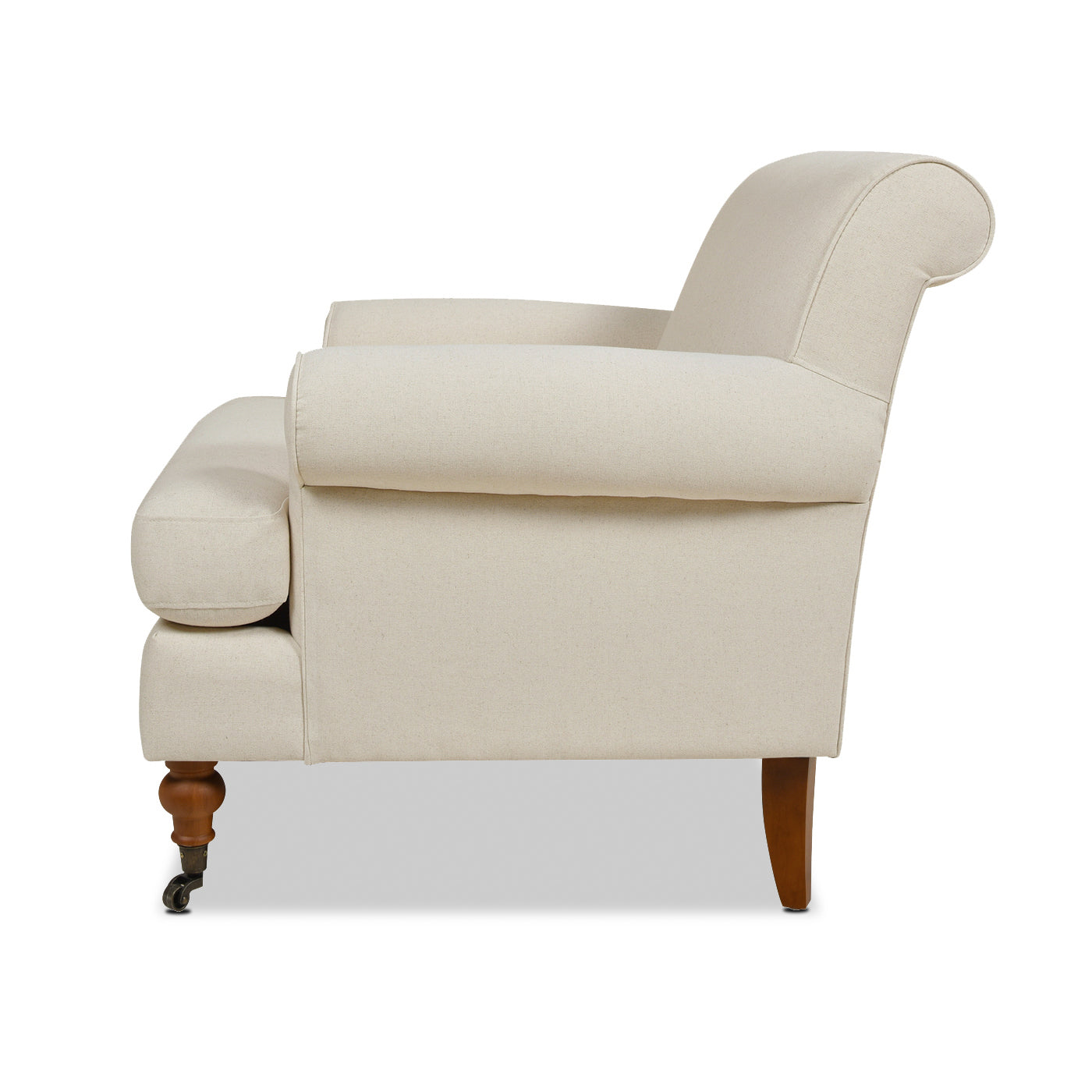 Alana 38" Lawson Accent Arm Chair Metal Casters, Light Beige Linen Beige Foam Linen