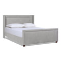 Elle Wingback Upholstered King Bed, Silver Grey Polyester Gray Polyester