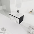 30'' Floating Wall Mounted Bathroom Vanity With Ceramics Sink & Soft Close Cabinet Door, Kd Package Black Bathroom Modern Plywood