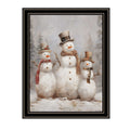 Three Snowman Pals Black Framed Wall Art For Living Room, Holiday Wall Art Print For Home Decor, Bedroom Wall Art By Jo Moulton Multicolor Wood Paper