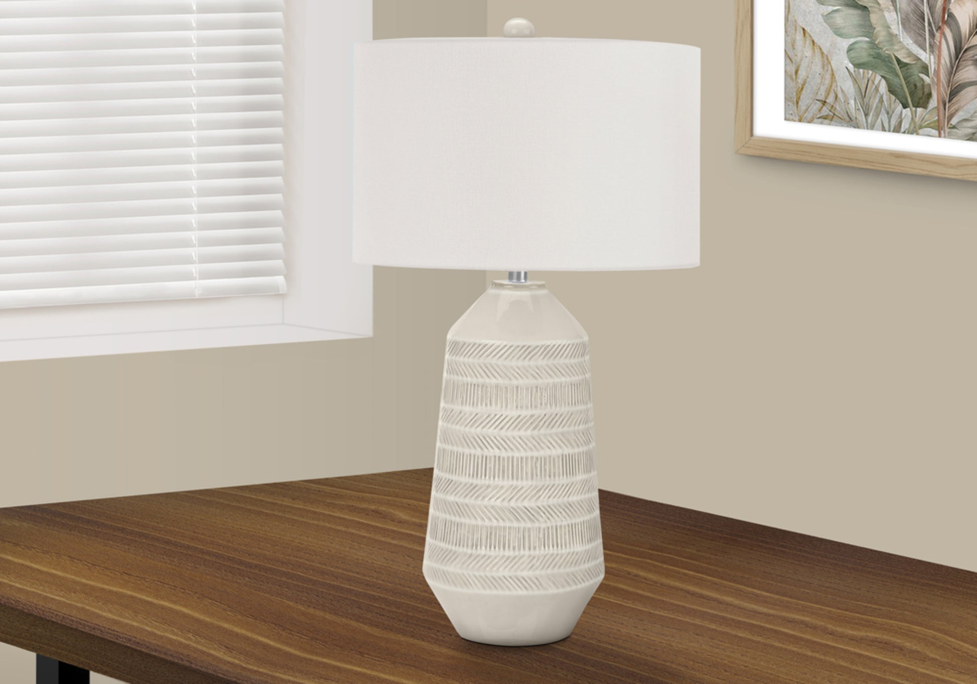 Lighting, 33"H, Table Lamp, Ivory Cream Shade, Cream Ceramic, Contemporary Cream Ceramic