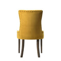 Esme 24 Inch Solid Wood Dining Chair, Velvet Tufted, Set Of 2, Yellow Yellow Solid Wood