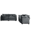 Modern Fabric Living Room Sofa Two Piece Set, Two 2 Seater Sofas With 8 Cushion Upholstery Large Deep Seat Recliner, Grey Corduroy Fabric Grey Corduroy 4 Seat