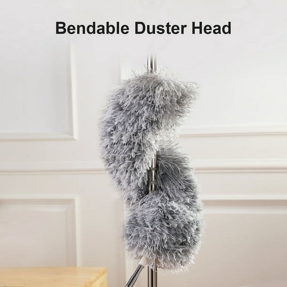 Dusters For Cleaning Duster With Extension Pole Bendable Head Long Handle Dusters For Cleaning Ceiling Fan, High Ceiling, Blinds, Furniture,Cars Gray Gray Iron