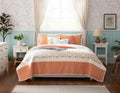 6 Piece Cotton Percale Quilt Set With Throw Pillows Coral King Cal King King Coral Polyester