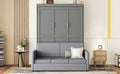 Queen Size Murphy Bed Wall Bed With Cushion,Gray Queen Gray Mdf Lvl