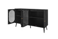 4 Door Cabinet, Sideboard Accent Cabinet, Storage Cabinet For Living Room, Hallway Entryway Kitchen Black Mdf