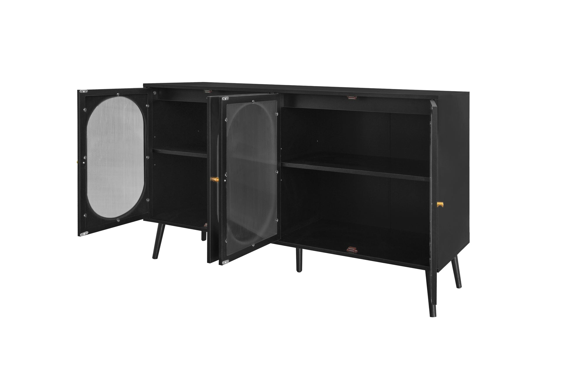 4 Door Cabinet, Sideboard Accent Cabinet, Storage Cabinet For Living Room, Hallway Entryway Kitchen Black Mdf