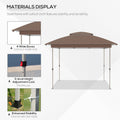 Outsunny 12' X 12' Pop Up Canopy Tent With Netting And Carry Bag, Instant Sun Shelter With 137 Sq.Ft Shade, Tents For Parties, Height Adjustable, For Outdoor, Garden, Patio, Khaki Brown Steel