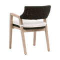 Uto 22 Inch Dining Outdoor Armchair, Black Rattan, White Olefin Upholstery White Black Wood