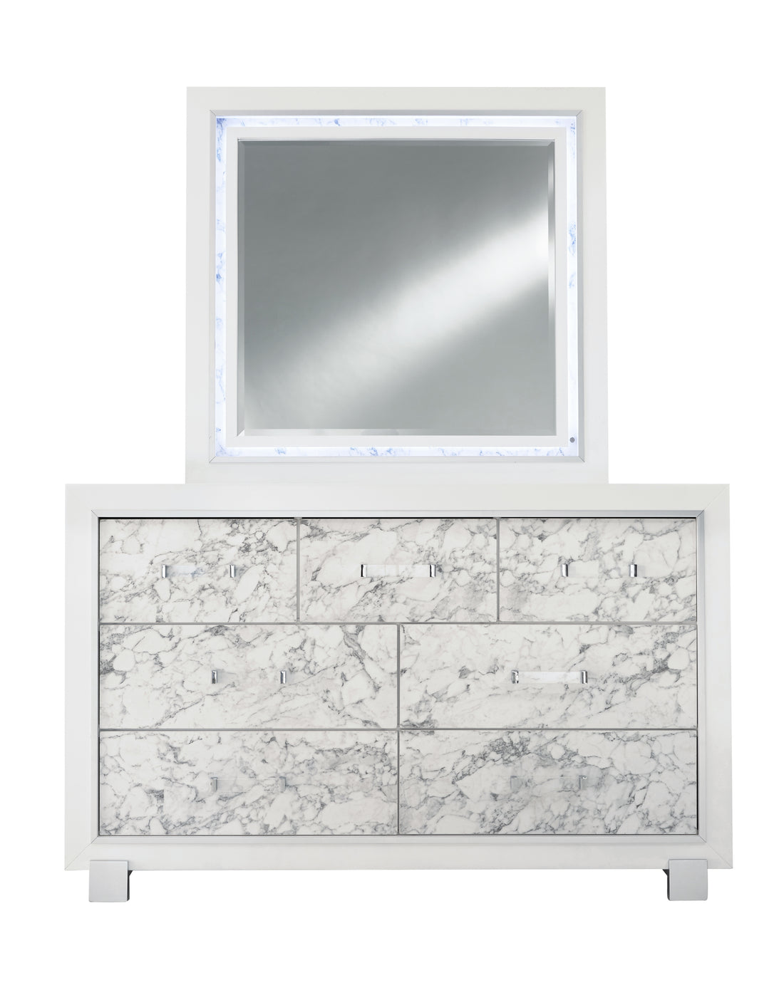 Skye Marble White Mirror White Solid Wood Mdf