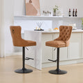 Aged And Retro Pu Swivel Barstools Adjusatble Seat Height From 25 33 Inch, Modern Bar Stools With Backs Comfortable Tufted For Home Pub And Kitchen Island Orange,Set Of 2 Orange American Design Bar Stools Set Of 2 Foam Pu Leather