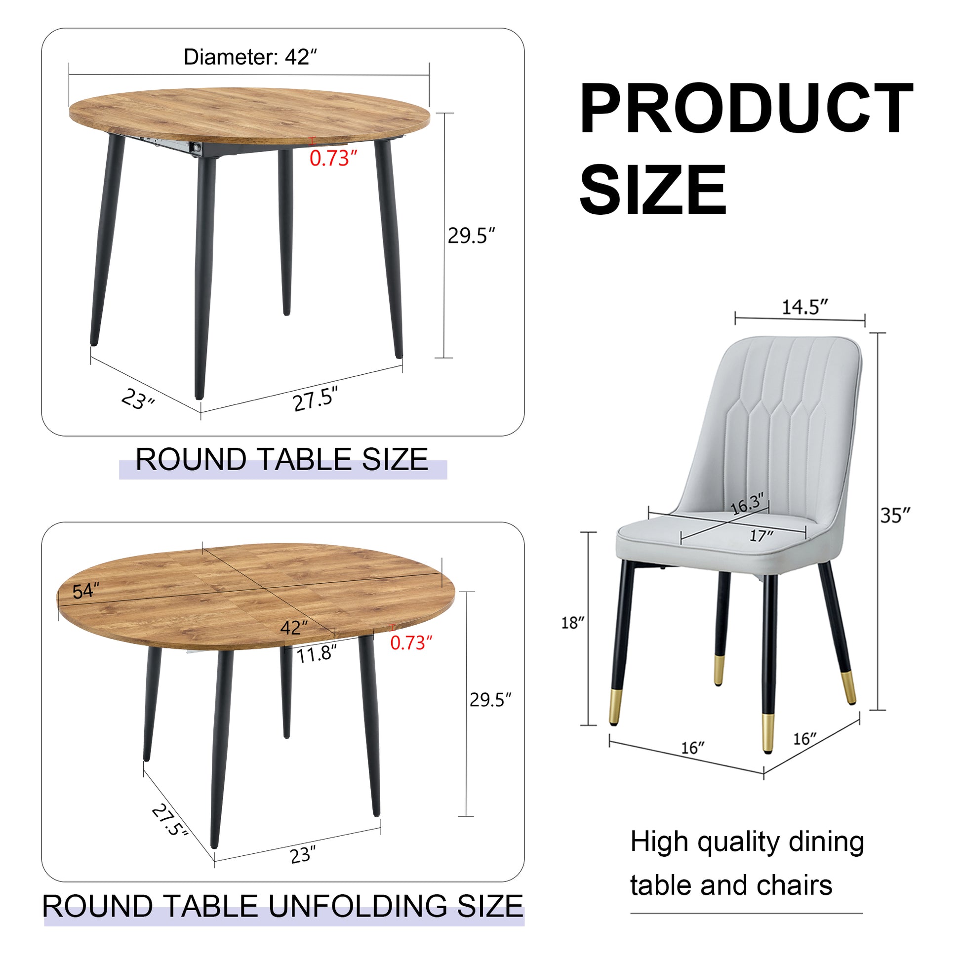 Table And Chair Set.Modern Extendable Wood Mdf Dining Table.The Table Has A Telescopic Design, Suitable For Gatherings Of Different Size.Paired With 6 Chairs With Pu Cushions And Black Metal Legs. Light Gray,Wood Seats 6 Mdf Metal