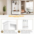 Versatile 4 In 1 Hall Tree With 6 Golden Hooks, Brown Wood Grain Bench With Multiple Storage Space, Entryway Coat Rack With 2 Drawers For Living Room, Hallway, White, 47.2''W*76.6''H White Primary