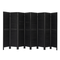 8 Panel Room Divider, Folding Room Divider Privacy Screen 5.6Ft Tall, Wood Freestanding Louvered Divider Screen For Home Office Restaurant Bedroom Black Black Rustic Wood