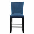 Camila Velvet Counter Chair Set Of 2 Blue Blue Wood