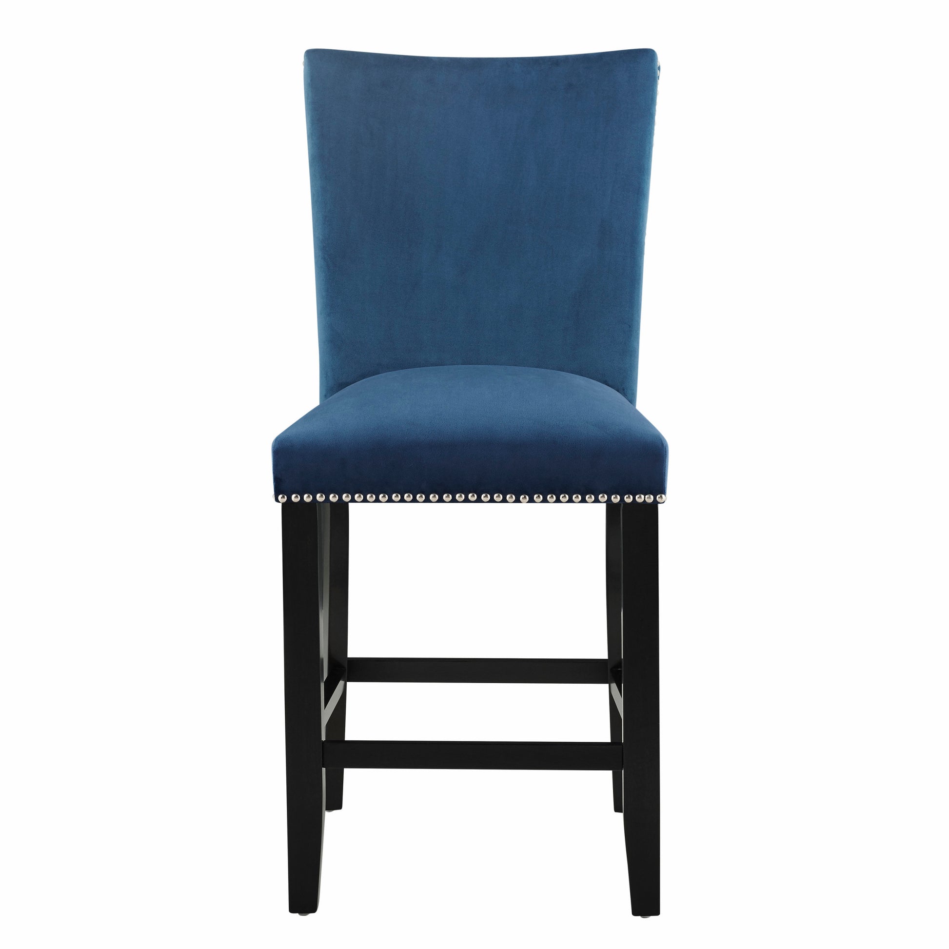 Camila Velvet Counter Chair Set Of 2 Blue Blue Wood