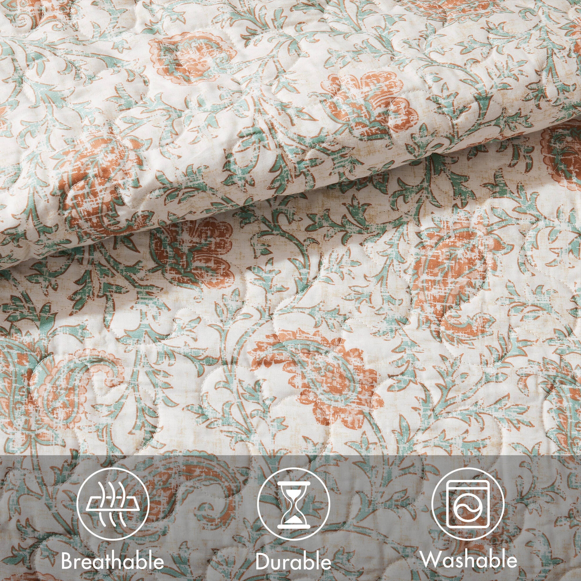 6 Piece Cotton Percale Quilt Set With Throw Pillows Coral Full Queen Full Coral Polyester