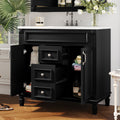 36'' Bathroom Vanity With Top Sink, Modern Bathroom Storage Cabinet With 2 Soft Closing Doors And 2 Drawers, Single Sink Bathroom Vanity Black Bathroom Modern Mdf Ceramic,Solid Wood Mdf