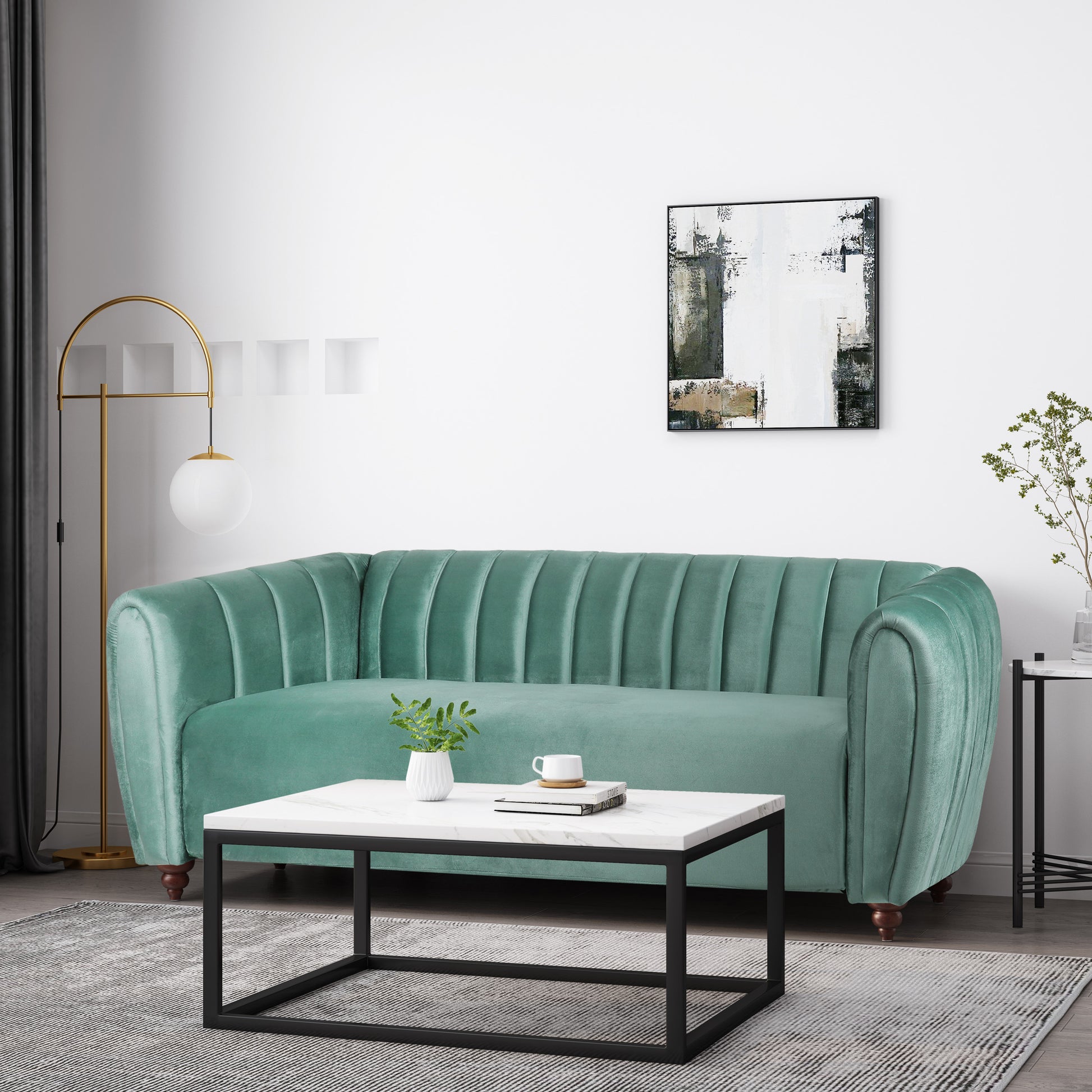 3 Seater Sofa Turquoise Velvet 3 Seat