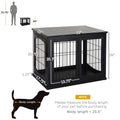 Pawhut Dog Crate Furniture, Small Dog Cage End Table With Two Opening Sides, Lockable Door, Puppy Kennel Indoor, Cute And Decorative, Black Black Mdf