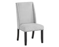 Modern Look 2Pc Light Gray Finish Side Chair Fabric Full Back Upholstered Seat Back Wing Black Finish Trim Accent Dining Room Wooden Furniture Gray Contemporary Side Chair Wood