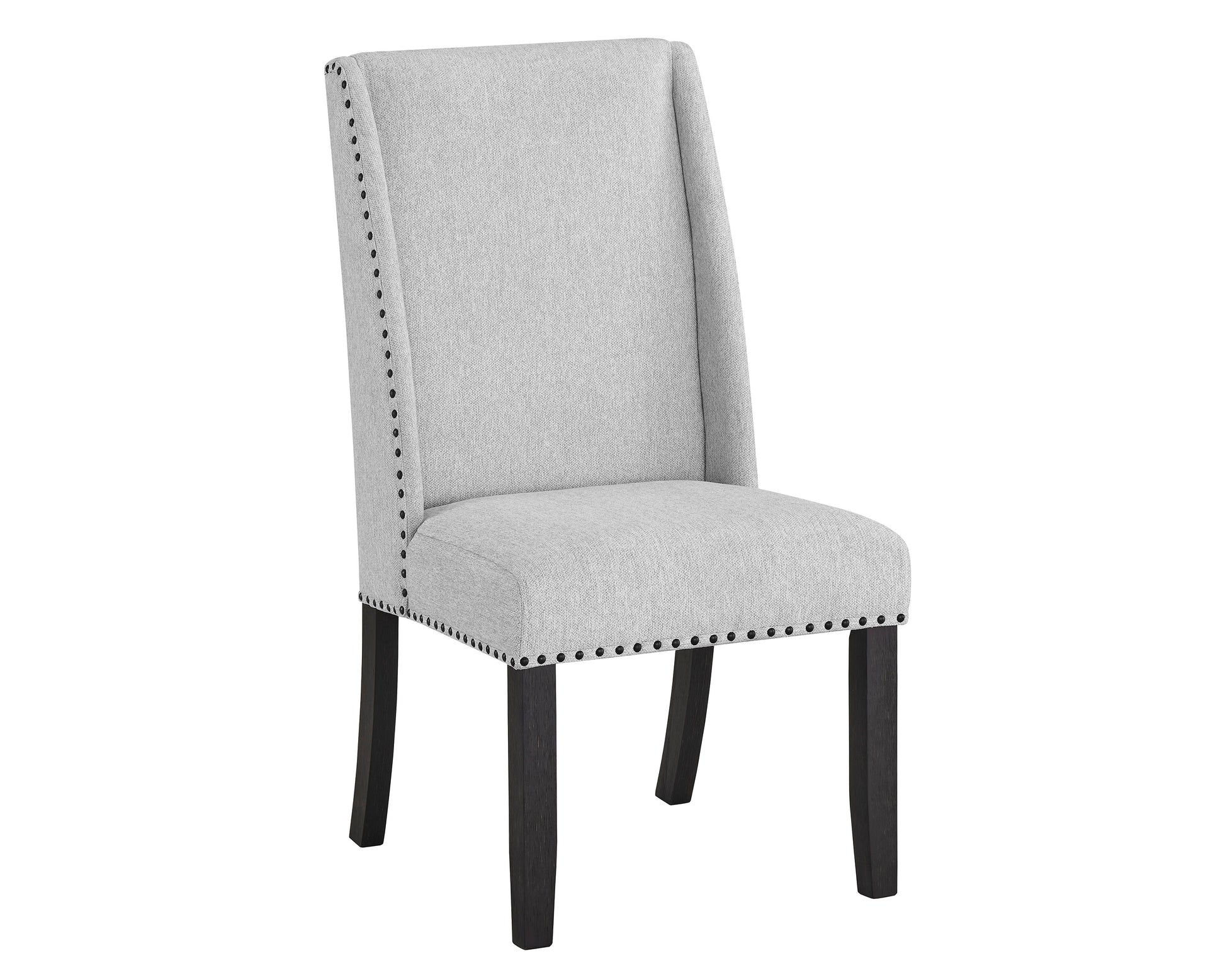 Modern Look 2Pc Light Gray Finish Side Chair Fabric Full Back Upholstered Seat Back Wing Black Finish Trim Accent Dining Room Wooden Furniture Gray Contemporary Side Chair Wood