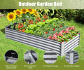8X4X1.5 Ft Galvanized Raised Garden Bed, Outdoor Planter Garden Boxes Large Metal Planter Box For Gardening Vegetables Fruits Flowers, Silver Silver Garden & Outdoor Steel