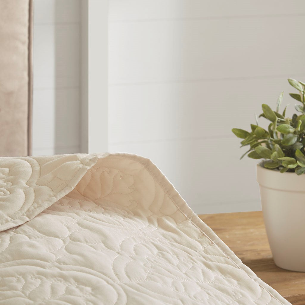 3 Piece Reversible Bedspread Set Cream King Cal King King Cream Microfiber