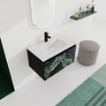 30'' Floating Wall Mounted Bathroom Vanity With Ceramics Sink & Soft Close Cabinet Door, Kd Package Black Bathroom Modern Plywood