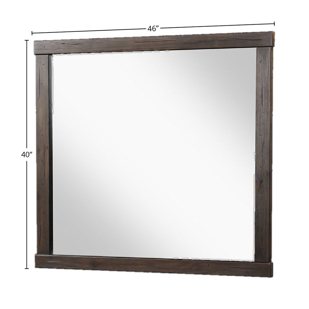 Square Mirror With Knotty Oak Brown Solid Wood Mdf Glass