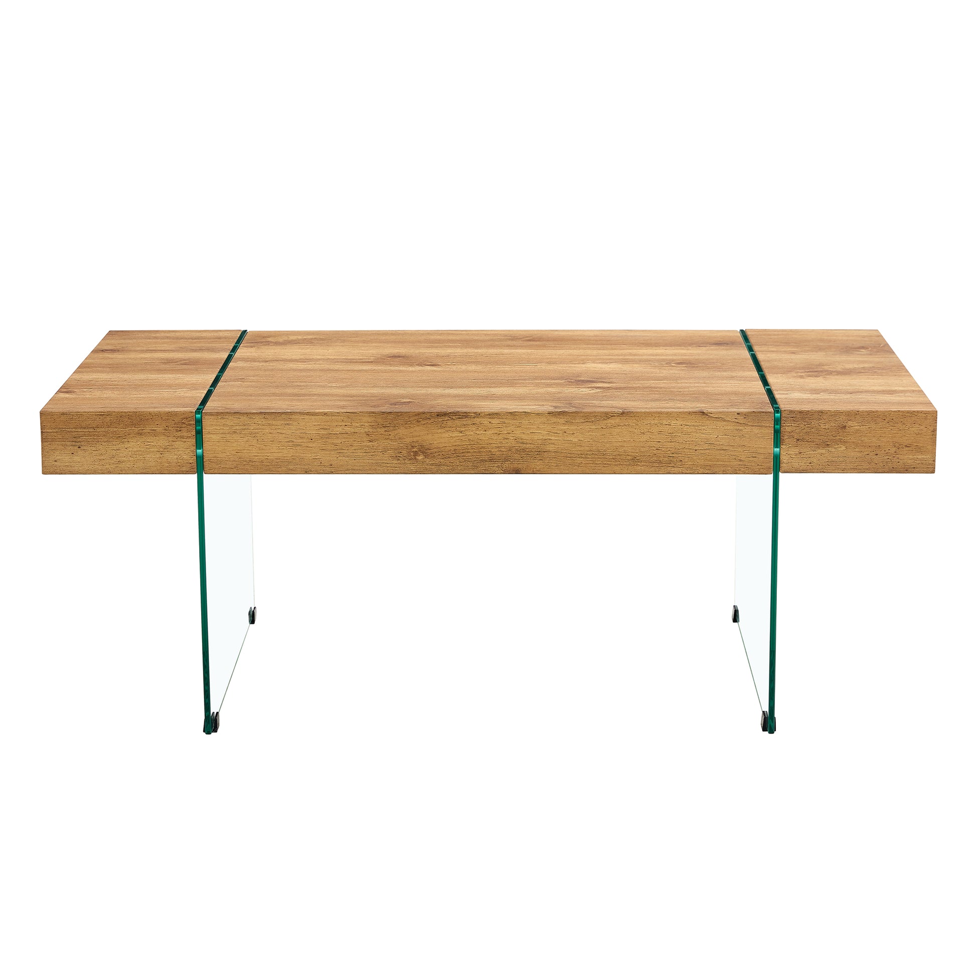 43.3"X23.6" Wood Colored Texture Sticker Mdf Coffee Table With Tempered Glass Legs.Suitable For Living Room.It Can Be Used Not Only As A Coffee Table But Also As A Side Table Or Display Stand. Wood