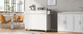 K&K 53.2'' Kitchen Island With Drop Leaf, Kitchen Storage Cart With Spice Rack, Towel Rack And 2 Drawers, Rolling Kitchen Island On Wheels With Adjustable Shelves For Kitchen, Dining Room, White White Brown Kitchen Artsy,Casual,Classic,Minimalist,Modern