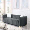 A Modern Channel Sofa Take On A Traditional Chesterfield,Grey Color,3 Seater Grey Velvet 3 Seat