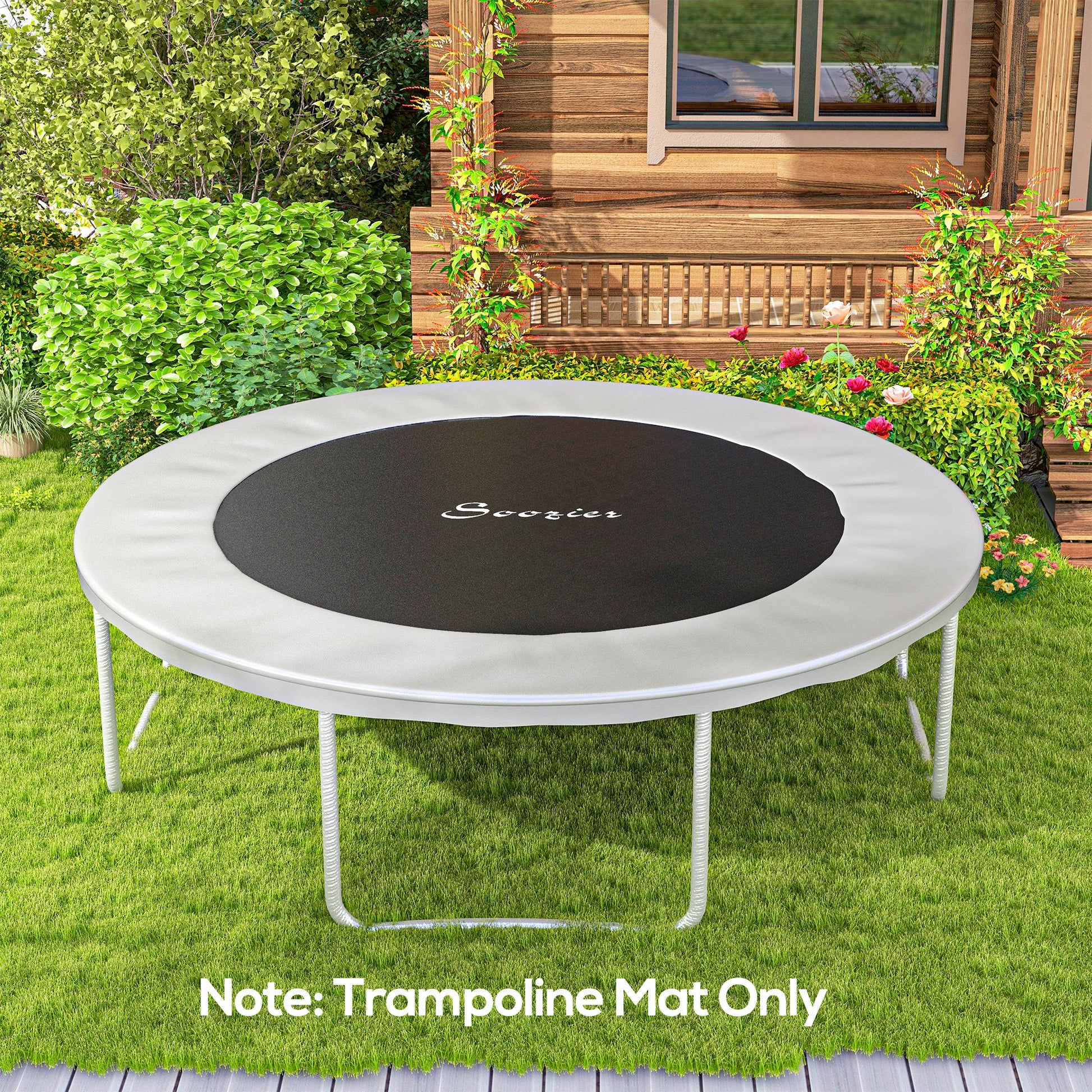 Soozier Trampoline Replacement Mat, Fits 14' Trampoline With 80 V Hooks & 5.5" Springs, Trampoline Mat With 8 Rows Of Stitching & Spring Pull Tool Spring & Frame Not Included , Black Black Plastic