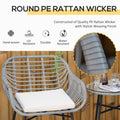 Outsunny 3 Piece Patio Set, Outdoor Bistro Furniture, Pe Rattan Wicker Table And Chairs, Cushioned, Hand Woven, Modern Look With Tempered Glass For Garden, Porch, Pool, Backyard, Cream White Gray White Matte Steel