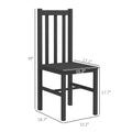 Homcom Farmhouse Armless Dining Chairs, Set Of 4 With Slat Back, Black Black Pine