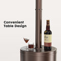 48,000 Btu Propane Patio Heater With Tabletop, Double Layer Stainless Steel Burner And Safety Protection System, Outdoor Patio Heater With Wheels For Home&Commercial Use In Backyard, Garden Brown