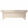 Fx P81 Cw2 Sofa Modern Cream Velvet Sofa With Gold Accents Sleek Channel Tufted Upholstery, 3 Seat Couch For Living Room And Office Decor Temu Suitable Cream White Velvet 3 Seat