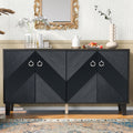 Light Luxury Cabinet Adorned With Geometric Patterns, Suitable For Hallway, Entryway, Living Room 3 4 Spaces Black Primary Living Space Adjustable Shelves Mdf