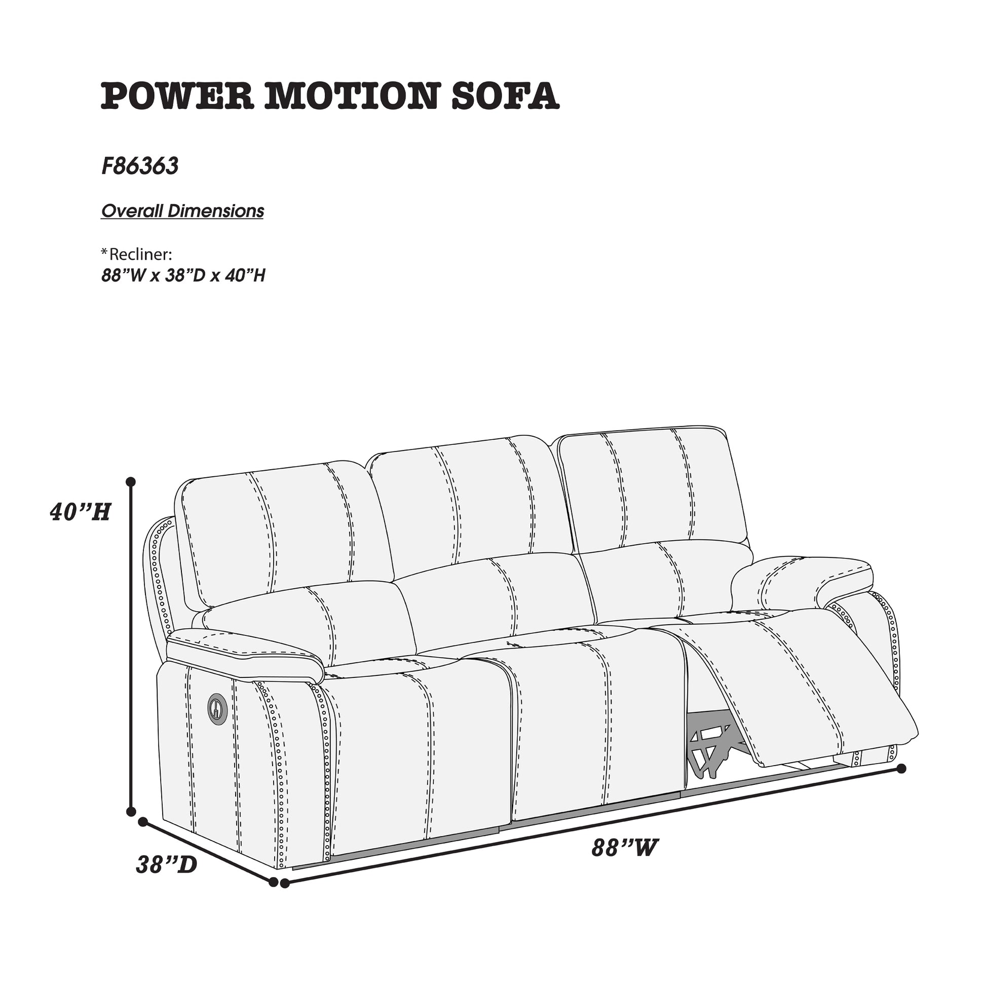 Power Sofa In Chocolate Chocolate Firm Cushion Back Leather 3 Seat