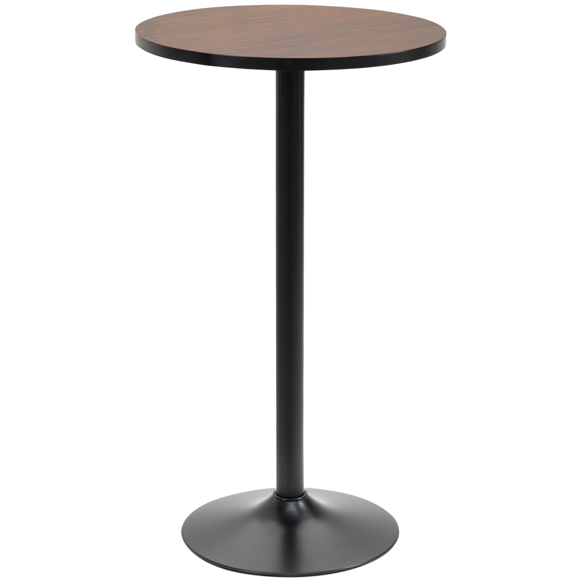 Homcom 42" H Bar Height Round Bar Table, Rustic Industrial Pub Table, Elm Wood Top Bistro Table With Metal Base Black Steel