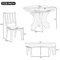 5 Piece Rustic Charm Round Dining Set With 3 Upholstered Chairs And Curved Bench For Dining Room, Kitchen And Living Room Gray Gray Rubber Wood